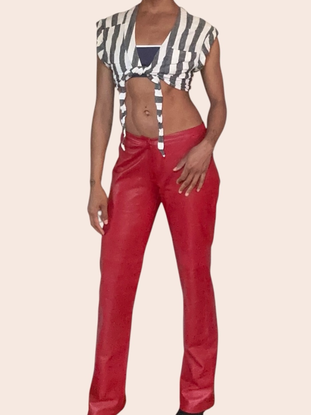 BCBG MaxAzria Red Leather Pants - Picture 4 of 4